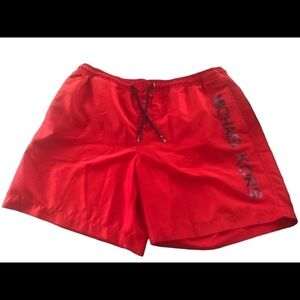 Michael Kors Big Logo Swim Trunks Inner Mesh Lining Drawstring Front Sz. XL